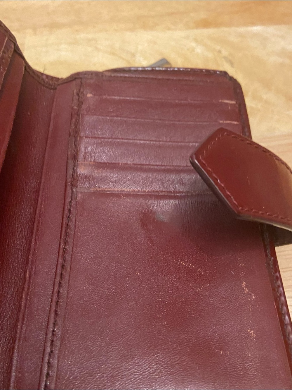 Burberry Classic Nova Check Pattern Compact Wallet Burgundy with Silver Metal. - Picture 9 of 13